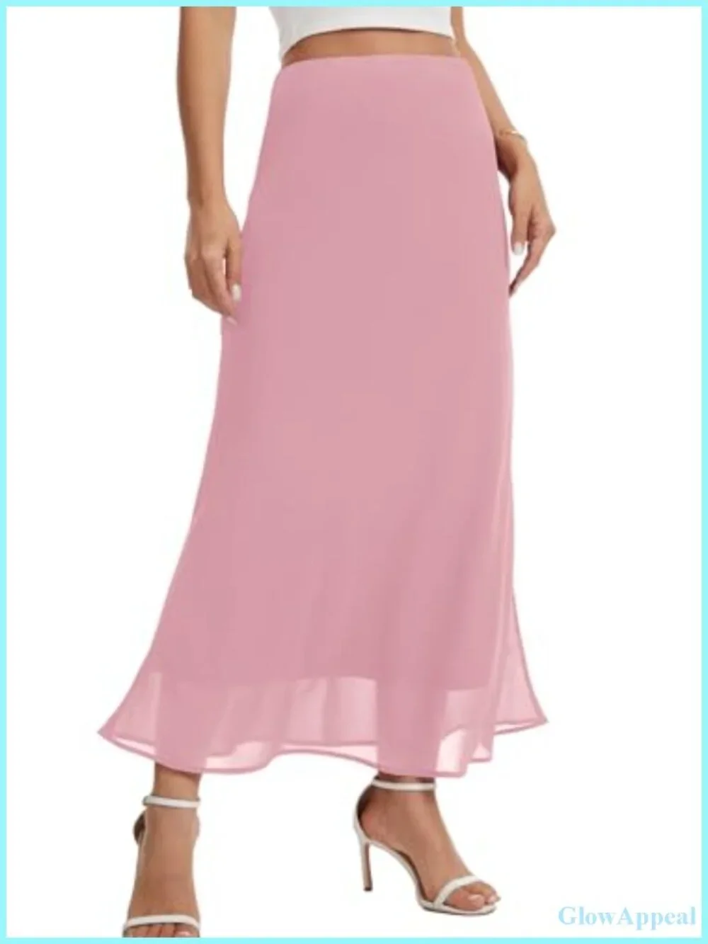 Womens Chiffon Maxi Skirt High Elastic Waist A-Line Flowy Midi Skirt with